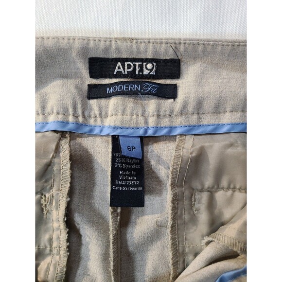 APT. 9 Beige Dress Slacks 6P Modern Fit Career Pants Stretch Business Wear - Picture 8 of 12